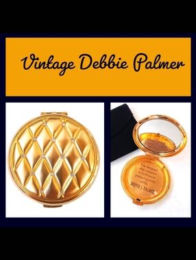 Rare Vintage Debbie J. Palmer Mirror Compact | Goldtone | Rhinestones
